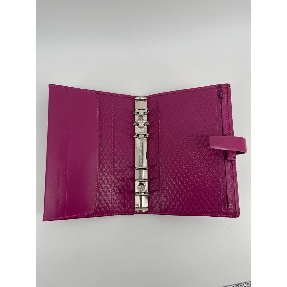 Filofax Personal Adelphi Deluxe Pink Leather Planner Organizer Binder Snap
